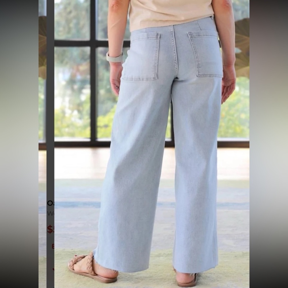 Oat New York Wide Leg High Waist Utility Pocket Raw Hem Jeans size 10/30 - Picture 7 of 12